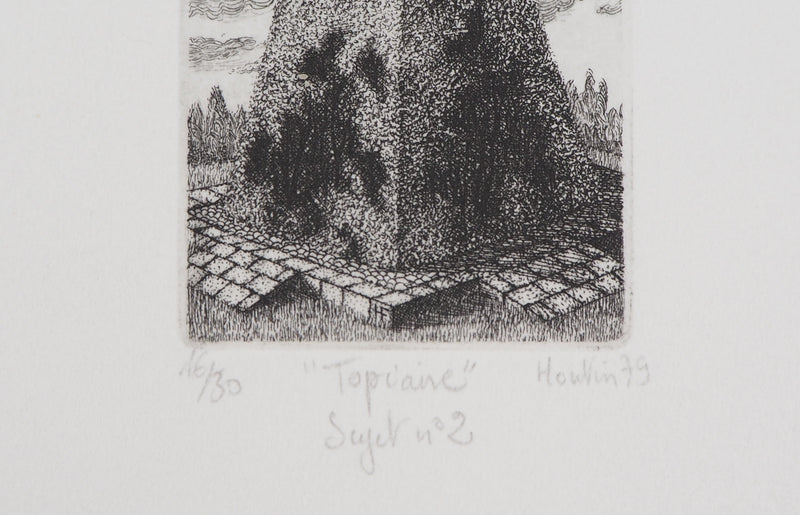 François HOUTIN : Le buisson, 1979 - Gravure (détail)