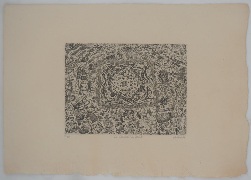 François HOUTIN : La création du monde, 1976 - Gravure (détail)