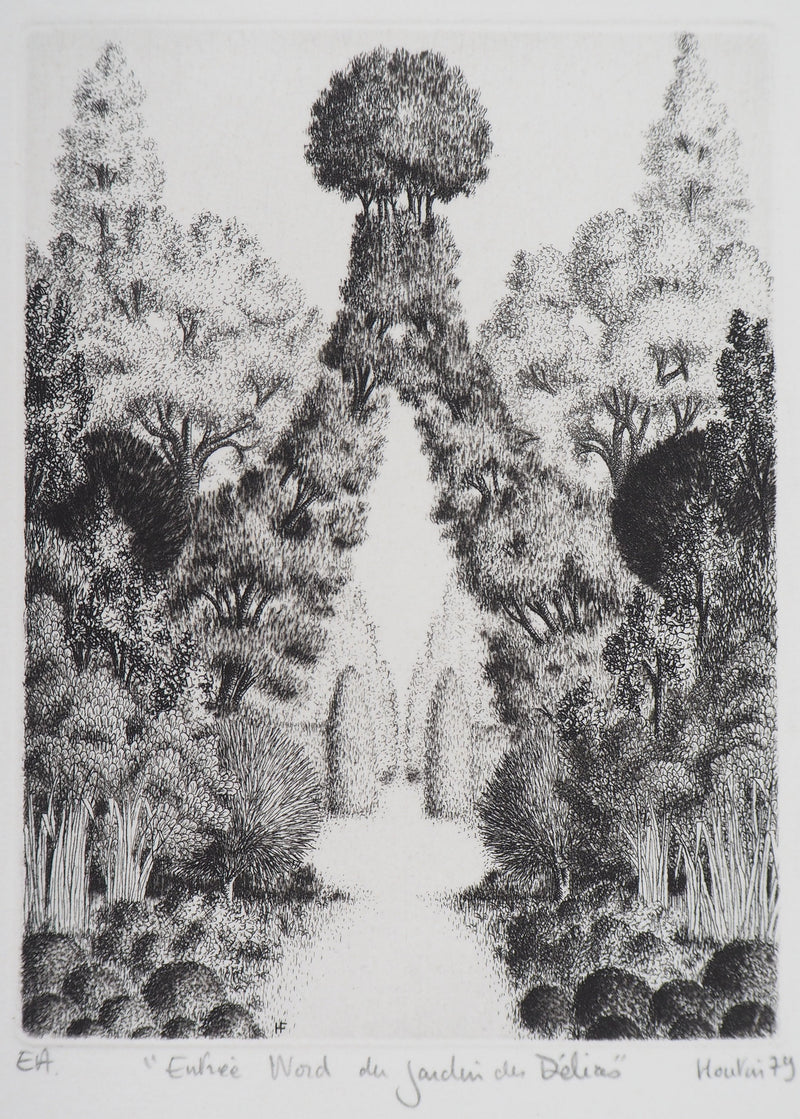 François HOUTIN : Entrée Nord du jardin des délices, 1979 - Gravure