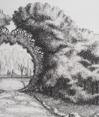 François HOUTIN : Entrée Est du jardin des délices, 1979 - Gravure (détail)
