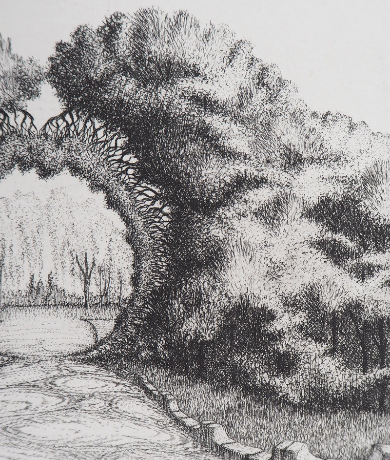 François HOUTIN : Entrée Est du jardin des délices, 1979 - Gravure (détail)