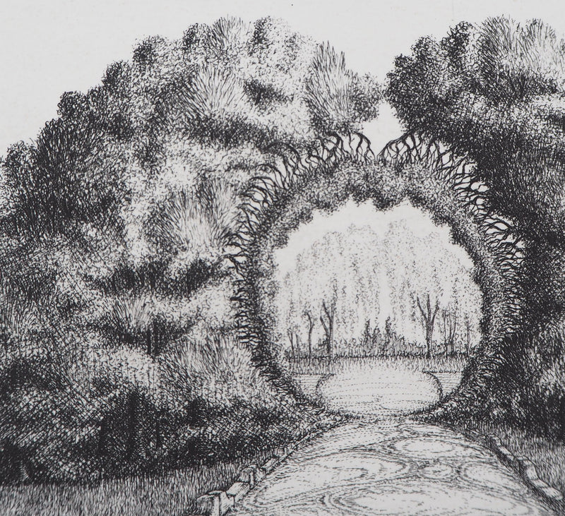 François HOUTIN : Entrée Est du jardin des délices, 1979 - Gravure (détail)