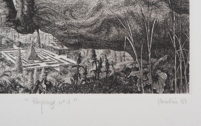 François HOUTIN : Paysage n°1, 1981 - Gravure (détail)
