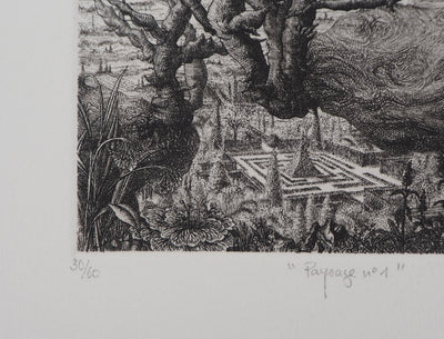 François HOUTIN : Paysage n°1, 1981 - Gravure (détail)