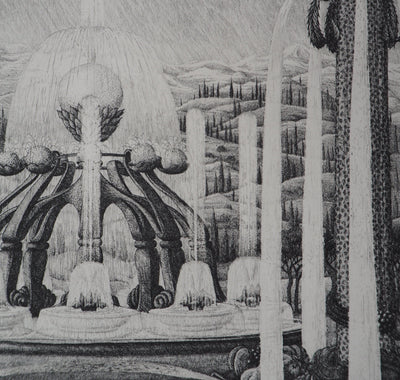 François HOUTIN : Théâtre d'eau, 1985 - Gravure (détail)
