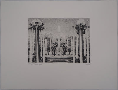 François HOUTIN : Théâtre d'eau, 1985 - Gravure (détail)