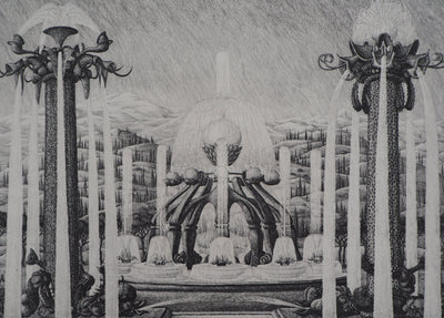 François HOUTIN : Théâtre d'eau, 1985 - Gravure (détail)