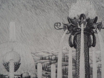 François HOUTIN : Théâtre d'eau, 1985 - Gravure (détail)