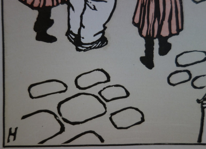 Charles HUARD : Pêcheurs à la ligne - Lithographie (détail)