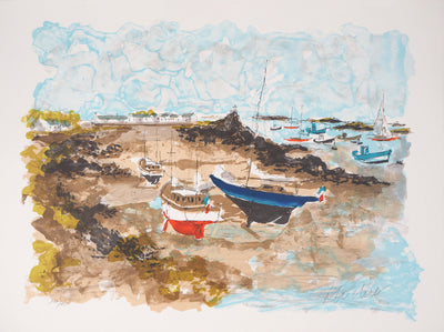 Urbain HUCHET : Crique en Bretagne - Lithographie (détail)