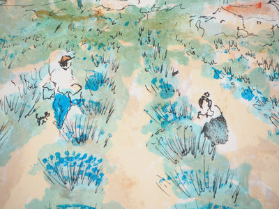Urbain HUCHET : Provence, Champs de lavande - Lithographie (détail)