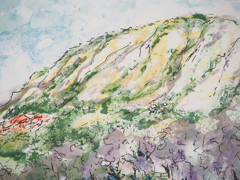 Urbain HUCHET : Villages dans les Alpilles - Lithographie (détail)