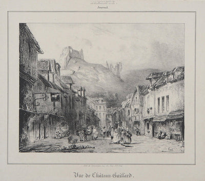 René-Paul HUET : Vue de Château-Gaillard - Lithographie