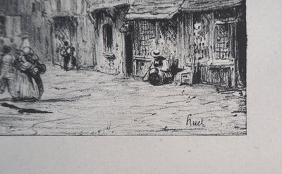 René-Paul HUET : Vue de Château-Gaillard - Lithographie (détail)