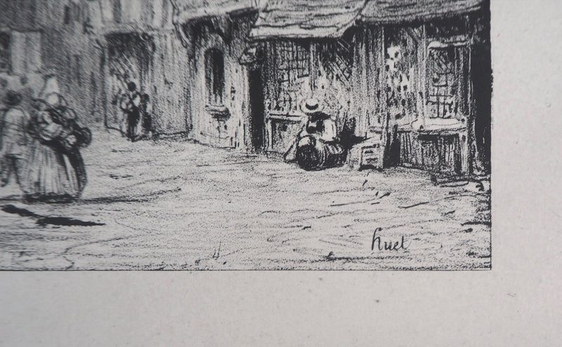 René-Paul HUET : Vue de Château-Gaillard - Lithographie (détail)
