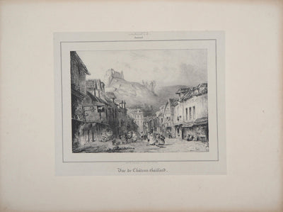 René-Paul HUET : Vue de Château-Gaillard - Lithographie (détail)