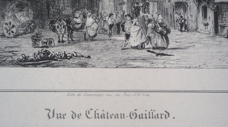 René-Paul HUET : Vue de Château-Gaillard - Lithographie (détail)
