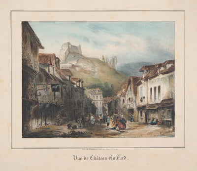 René-Paul HUET : Vue de Château-Gaillard - Lithographie