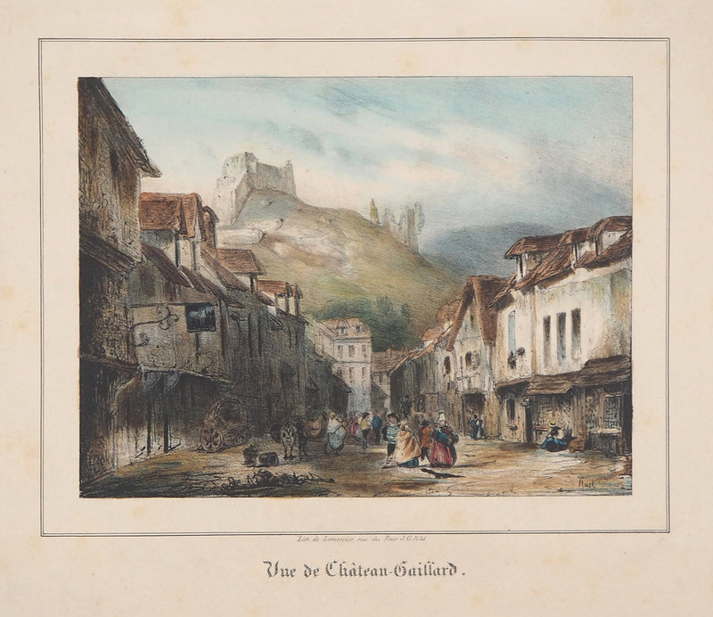 René-Paul HUET : Vue de Château-Gaillard - Lithographie