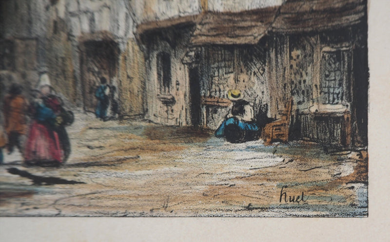 René-Paul HUET : Vue de Château-Gaillard - Lithographie (détail)