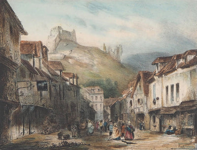René-Paul HUET : Vue de Château-Gaillard - Lithographie (détail)