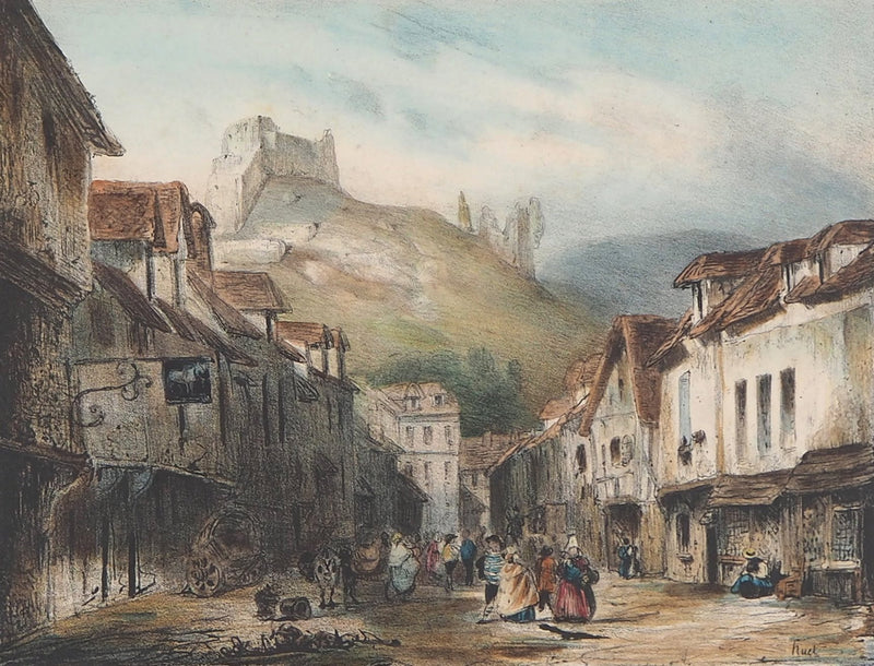 René-Paul HUET : Vue de Château-Gaillard - Lithographie (détail)