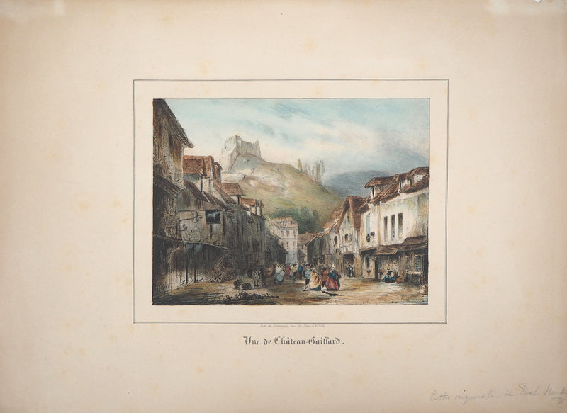 René-Paul HUET : Vue de Château-Gaillard - Lithographie (détail)
