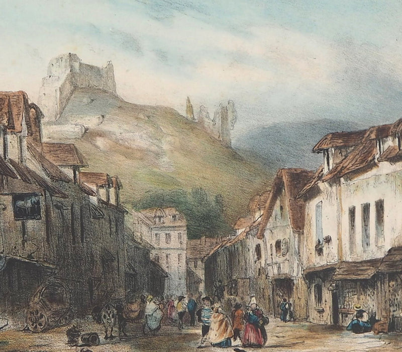 René-Paul HUET : Vue de Château-Gaillard - Lithographie (détail)