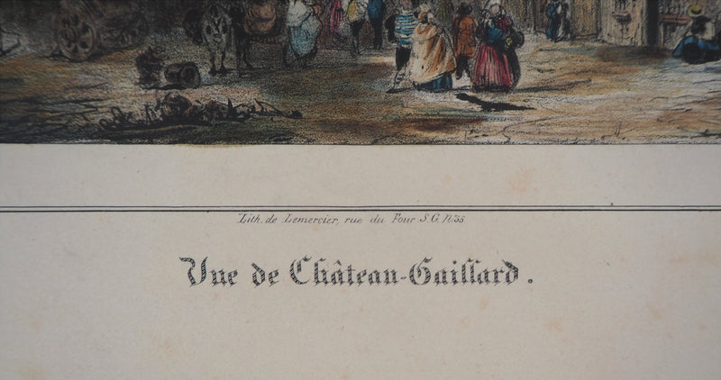 René-Paul HUET : Vue de Château-Gaillard - Lithographie (détail)