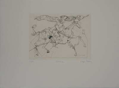 Olaf IDALIE : Cavalier - Gravure