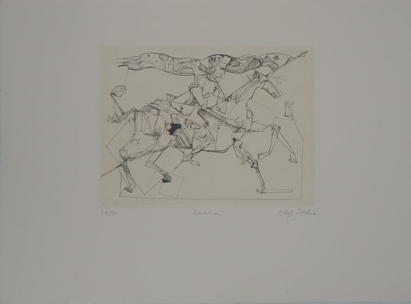Olaf IDALIE : Cavalier - Gravure