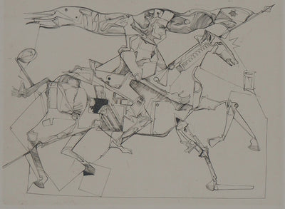 Olaf IDALIE : Cavalier - Gravure (détail)