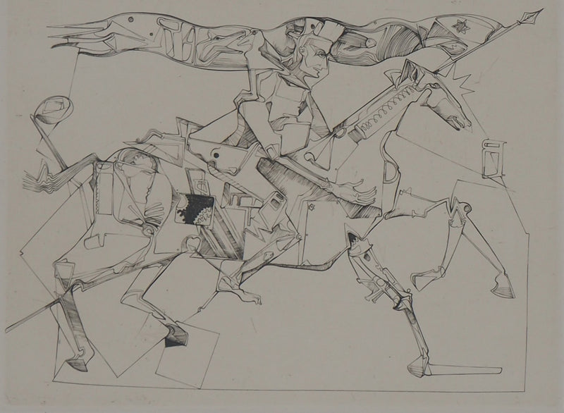 Olaf IDALIE : Cavalier - Gravure (détail)