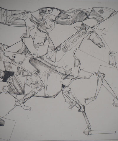 Olaf IDALIE : Cavalier - Gravure (détail)
