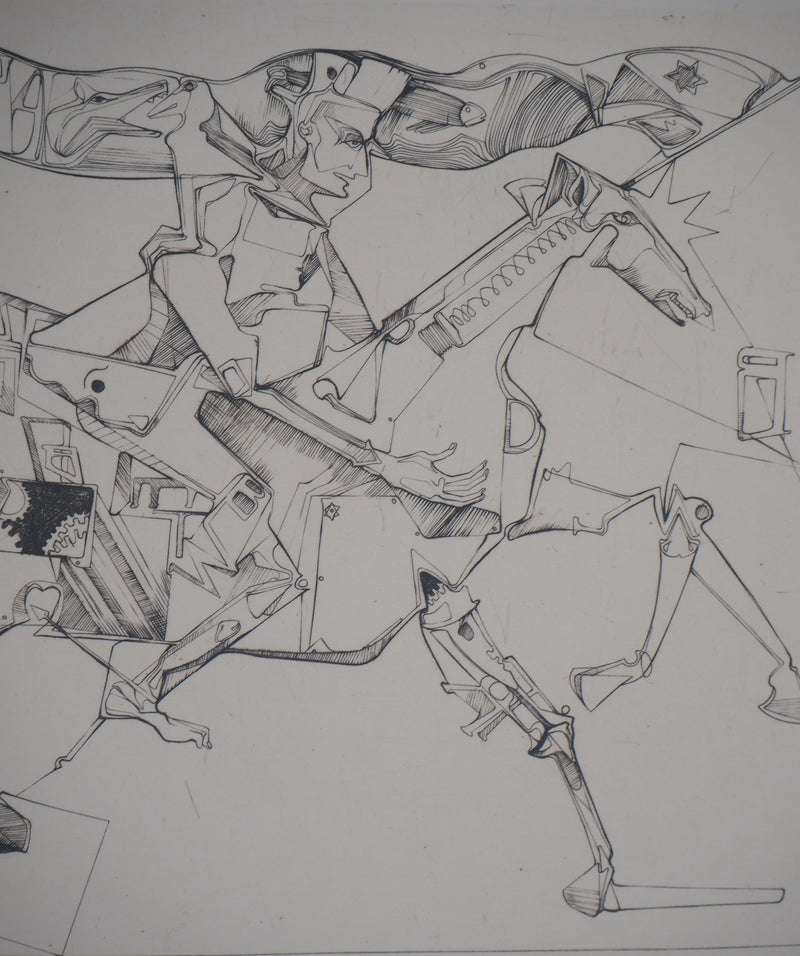 Olaf IDALIE : Cavalier - Gravure (détail)