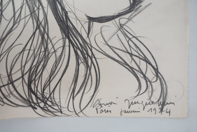André JACQUEMIN : Modèle de profil, janvier 1974 - Dessin (détail)