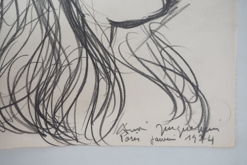 André JACQUEMIN : Modèle de profil, janvier 1974 - Dessin (détail)
