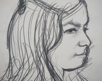 André JACQUEMIN : Modèle de profil, janvier 1974 - Dessin (détail)