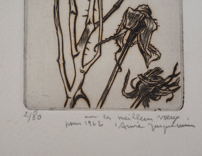 André JACQUEMIN : Plante hivernale, 1961 - Gravure (détail)