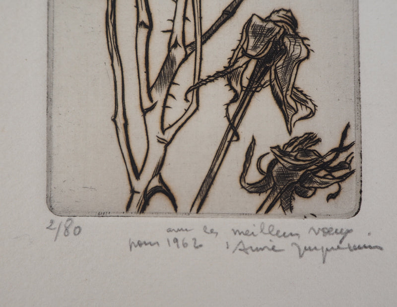 André JACQUEMIN : Plante hivernale, 1961 - Gravure (détail)