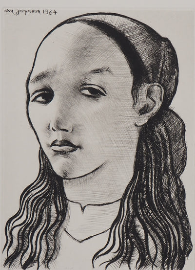 André JACQUEMIN : Portrait d'une jeune fille : Aïda - Gravure