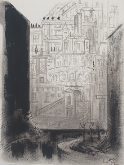 Louis JAMES : Bas du Château, 1982 - Dessin