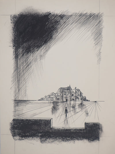 Louis JAMES : Homme seul et son palais - Dessin