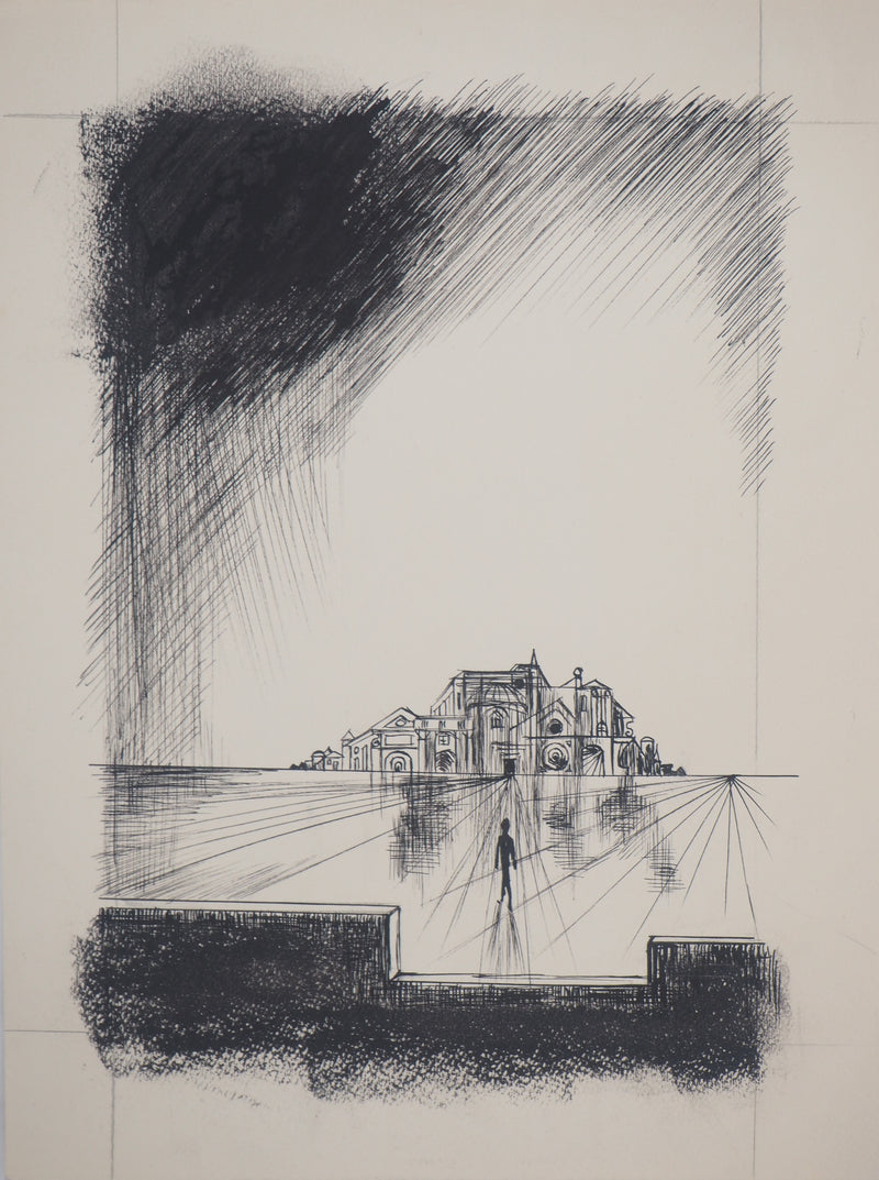 Louis JAMES : Homme seul et son palais - Dessin