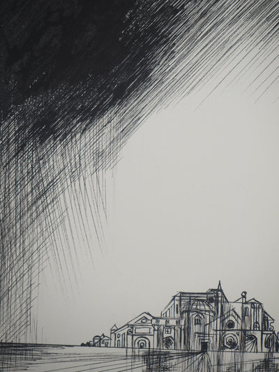 Louis JAMES : Homme seul et son palais - Dessin (détail)