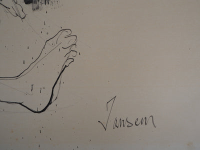 Jean JANSEM : Enfants jouant - Dessin (détail)