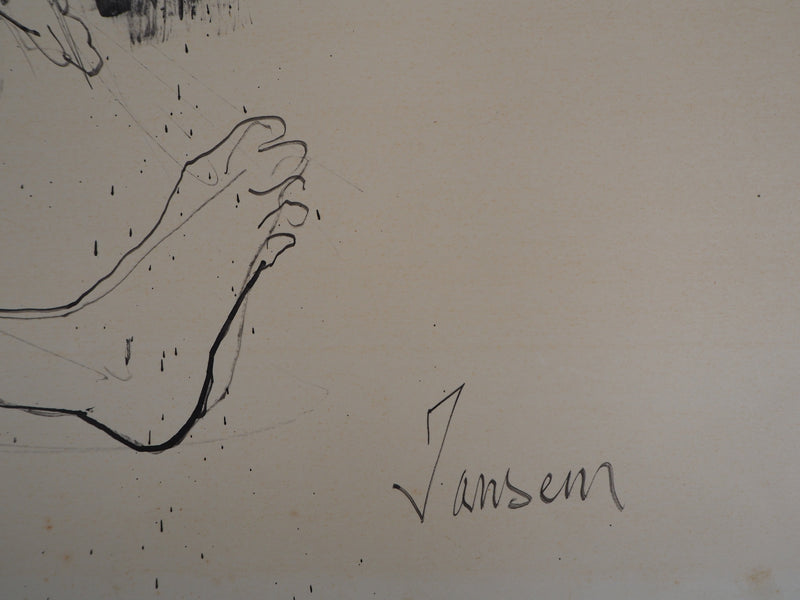Jean JANSEM : Enfants jouant - Dessin (détail)
