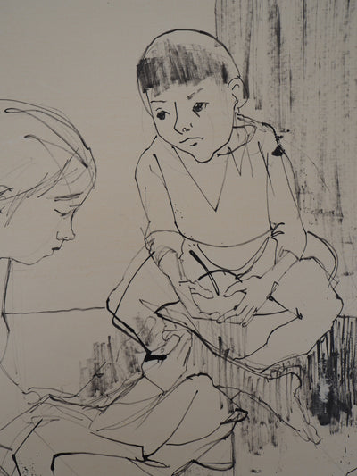 Jean JANSEM : Enfants jouant - Dessin (détail)