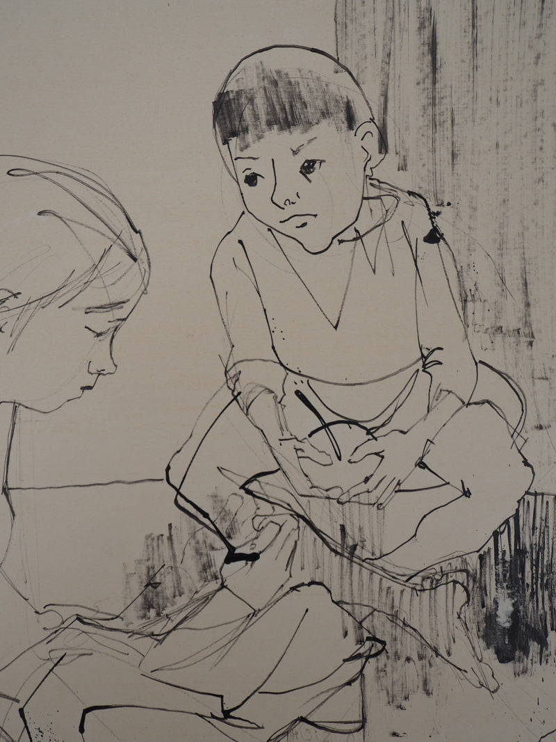 Jean JANSEM : Enfants jouant - Dessin (détail)