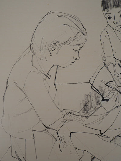 Jean JANSEM : Enfants jouant - Dessin (détail)